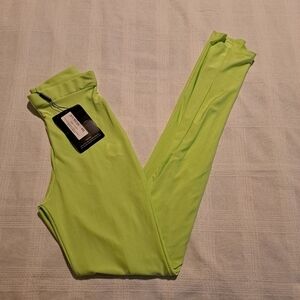 Pretty Little Thing women's lime green size 4 Disco Split Hem Skinny Trouser New